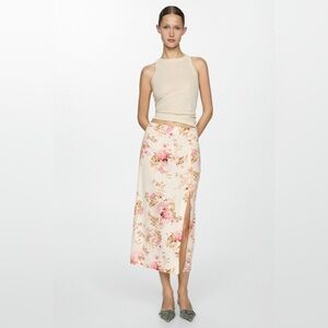 NWT MANGO Linen Skirt with Slit